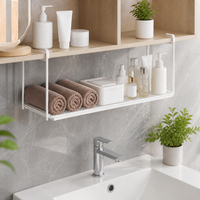 Hook Mounted Under Shelf Storage, 40-70cm Retractable Shelf Organiser, Carbon Steel Powder Coated for Kitchen Cupboards