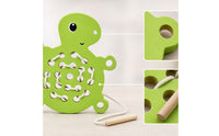 Wooden Threading Turtle Fine Motor Wooden Threading Board Lacing Board with String Child-Centered Activity Puzzle Educational