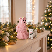 Specter Figurine with Dog Spooky Tabletop Decor Decorative for Mantel