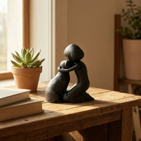 Human and Dog Sculpture Textured Man and Dog Sculpture 3D-Printed Figurine Matte Decor Cute for Shelf, Desk