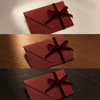 Burgundy Bow-Tie Envelope Set with Cream Yellow Envelopes for Birthday, Love Letter, Confession, Postcard