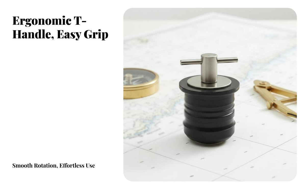 Stainless Steel Boat Plug Watertight Closure T-Handle Drain Plug Seafaring Hardware Leakproof for Boats, Livewells