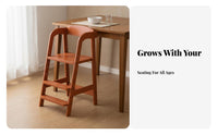 Adjustable Wooden High Chair Design Young Child Growth Chair Easy to Clean Solid Wood Dining Stool for Young Children, Preschoolers, Kitchen, Home