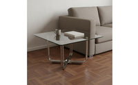 Modernist Design Low Table Construction Glass Surface Table Polished Finish for Reception Area