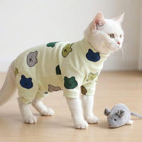Four-Legged Clothing for Hairless Cat, Breathable Pet Outfit with Turtleneck, Printed Four-Legged Pet Clothing for Soft Cornish Rex, Thin and Warm
