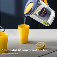 Large Capacity Transparent Plastic Water Pitcher Heat Resistant Refrigerator Door Cold Water Carafe Easy to Clean for Kitchen, Home, Parties
