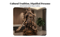 Auspicious Gift Guan Gong Statue Feng Shui Decor Guan Yu Dragon Statue Detailed Carving Chinese Warrior Figurine Artisan-Made for Business Owners, Collectors, Homeowners, Office, Cashier Desk, Altar, Living Room