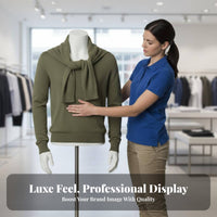Half Body Mannequin Display Stable Base men's Clothing Display Stand Detachable Arms Half Body Clothing Form for Retailers, Tailors, Showrooms, Studio