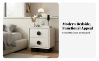Simple and Modern Design 2-Drawer End Table Creamy aesthetic Nightstand Space-Saving Bedroom Furniture Stable Construction for Homeowners, Interior Designers, Students, Bedside, Home, College Dorm