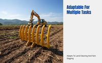 Excavator Rake Attachment, Multi-Tooth, Soil Loosening, Land Clearing