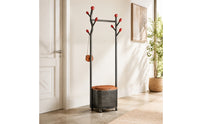 Mobile Clothes Rack with Cabinet Versatile Clothes Rack with Wheels Portable Coat Hanger Stand Floor-Standing for Bedroom, Entryway, Foyer