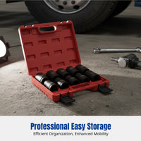 Heavy Duty Impact Socket Set, Air-Powered Extended Socket Head, Polished Molybdenum Steel, Wheel Shaft Removal, Mechanical Repair