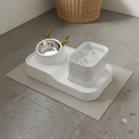 Dual Use 2-in-1 Pet Feeder Easy to Clean Water Fountain Bowl Large Capacity Feline Water Dispenser Visible Level for Cats, Small Dogs