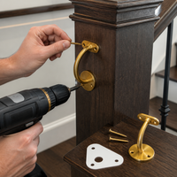 316L Stainless Steel Wall-Mounted Stair Handrail Bracket, Gold Finish