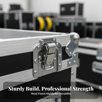Shockproof Mobile Audio Workstation Heavy-Duty Construction Flight Case Lockable Rack Cabinet Portable Design for Sound Technicians, Live Performers, Event Production Crew, Touring, on-Location, Events, Studio