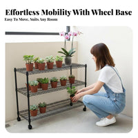 Adjustable Shelves Multi-Tier Rolling Plant Stand Floor-Standing Multi-Level Plant Stand Mobile with casters Flower Pot Holder Easy to Move for Balcony Gardeners, Homeowners, Patio, Sunroom, Living Room, Office