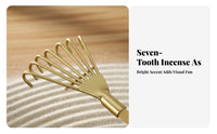 Gilded 7-Tine-Tine Rake Decorative Mini Aromatic Ash Rake Feng Shui Decor Mindful Relaxation for Office Desk