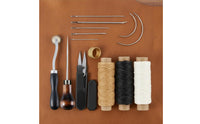 24 Pieces DIY Leather Tool Kit Includes 3 Hues Waxed Thread Leather Craft Tool Kit Beginner-Easy-to-Use Ergonomic Wooden Handles