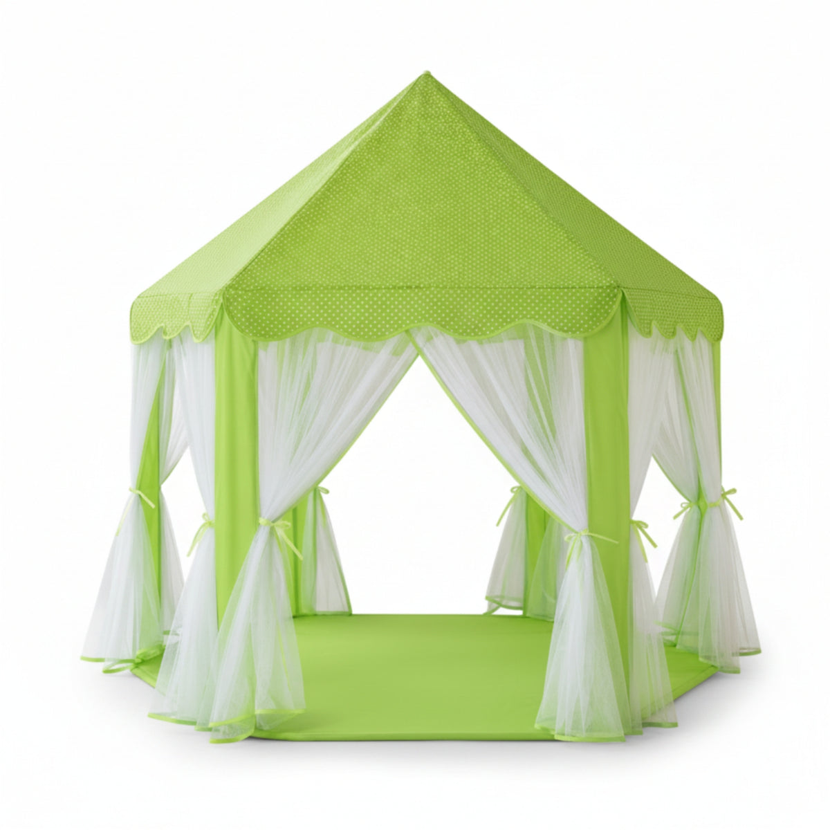 Six-Sided Hexagonal Play Tent Transparent Curtains Princess Play Tent Pointed Roof Toy Shelter Decorative for Children