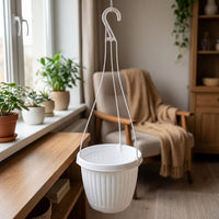 Plant Pots and Ribbed Hanging Basket for Flower Pots, Resin Material for Outdoor Plants, Water Saving Hanging Plant, 9cm Base Diameter Design