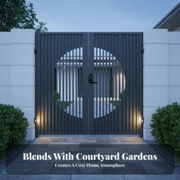 Villa Entrance Door Weather Resistant Modern Courtyard Gate Reinforced Frame Modern Aluminum Security Gate for Garden, Residential Community, Driveway