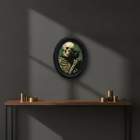 Oval Picture Frame Black Picture Frame with Insert Wooden for Halloween, Creepy Dwelling