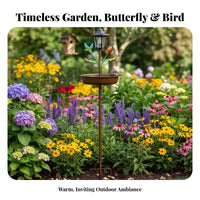 Vintage Avian Bath Feeder Weather Resistant Multi-Function Avian Bath Feeder Garden Decor Easy Assembly Outdoor Lighting