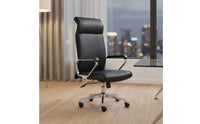 Adjustable Height High Back Executive Chair Thick Padded Cushion Leather Executive Chair Support Scratch-Resistant for Managers