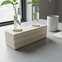 Natural Wood Test Tube Vase Minimalist Design Test Tube Flower Vase Compact Hydroponic Plant Holder for Windowsill, Desk, Office, Bookshelf