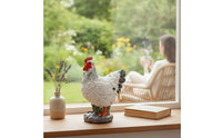 Rustic Chicken Figurine Farmhouse Chicken Statue Hand-Finished Male Chicken Figurine Compact for Collectors, Garden, Courtyard, Patio, Bookshelf
