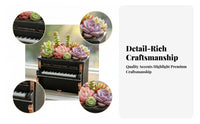 Black Upright Piano Planter Gold Trim Tabletop Piano Planter Matte Plant Container Vintage
