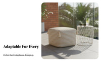 Multi-Functional Woven Pouf multi-use Use Ottoman Comfortable Footstool Soft Filling for Homeowners, Adults, Interior Design aficionados, Living Room, Bay opening, Balcony, Entryway