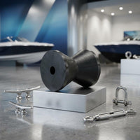 Black Boat Haulage Bow Roller Spool-Shaped Rubber Haulage Roller Central Hole Marine Hardware Rounded