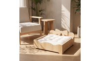 Wooden Pet Bed with Cushion Raised Furniture Sturdy for Young Dogs