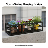 Railing Flower Pot Holder Stainless Steel Hanging Railing Planter Rustproof Balcony Plant Holder Rack for Patio, Deck