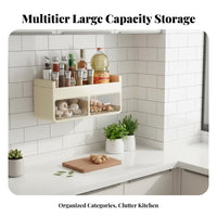Multi-Functional Wall-Mounted Condiment Holder Large Capacity Hanging Seasoning Rack Space-Saving Kitchen Organizer Sturdy Construction for Home Cooks, Homeowners, Renters, Small Apartments, Pantry