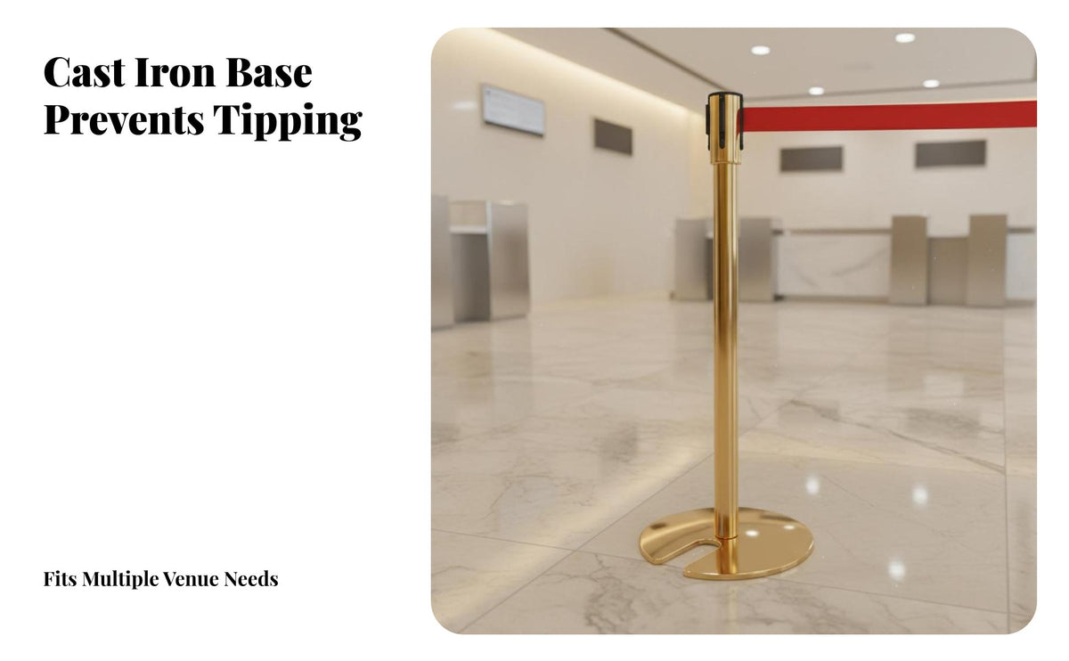 Heavy Duty U-Shaped Base Stanchion Sturdy Construction Queue Line Barrier Post Easy Assembly Stainless Steel Queue Post for Event Organizers, Business Owners, Venue Managers, Hotels, Airports, Retail Shop S, Museums