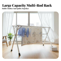 Foldable Clothes Garment Freshening Rack Space Saving Stainless Steel Clothes Dryer Rust-Resistant Floor Standing Garment Freshening Rack