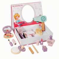 Toy Vanity Set with Carry Case Lightweight Pretend Makeup Kit Kids Salon Playset Sturdy Hair Salon Playset Educational