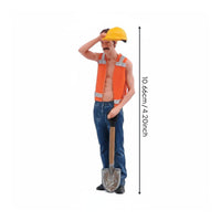 1/18 Construction Worker Figurine high Detailed Hand-Painted Builder Figure Realistic Poses Diorama Accessory for Dioramas