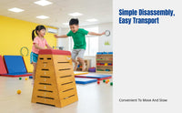 Gymnastics Vaulting Box, Wooden Detachable Training Equipment, Kids Pommel Horse, Preschool, Primary