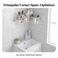 Space-Saving Design Adhesive Corner Shelf Drilldrill-Less Installation Bathroom Accessory No Drilling Storage Rack Strong Load-Bearing for Homeowners, Students, Families, Powder Room, Kitchen
