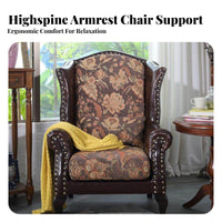 Highrear backrest Chair USA-inspiredaesthetic & construction Upholstered side-shield armchair Vintage Look Single Sofa for Readers, Home Decorators, Study, Bedroom, Office