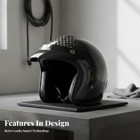 Carbon Fiber 3/4 Helmet Impact Absorption Carbon Fiber Breathable Lining Guarding Headwear for Bikers, Adults, Road Trips, Long-Distance Riding