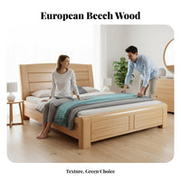 foundation Bed Frame with Headboard Modern Design Slatted foundation Bed Minimalist aesthetic Bedroom Furniture for partners, Homeowners, Apartment, Guest Room