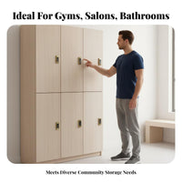 Lockable Wooden Locker Unit Large Capacity Changing Room Cabinet with Lock Heavy-Duty Multi-Door Storage Locker Realistic Wood Grain for Employees, Students, Clients, Gym, Bathroom, Office, School