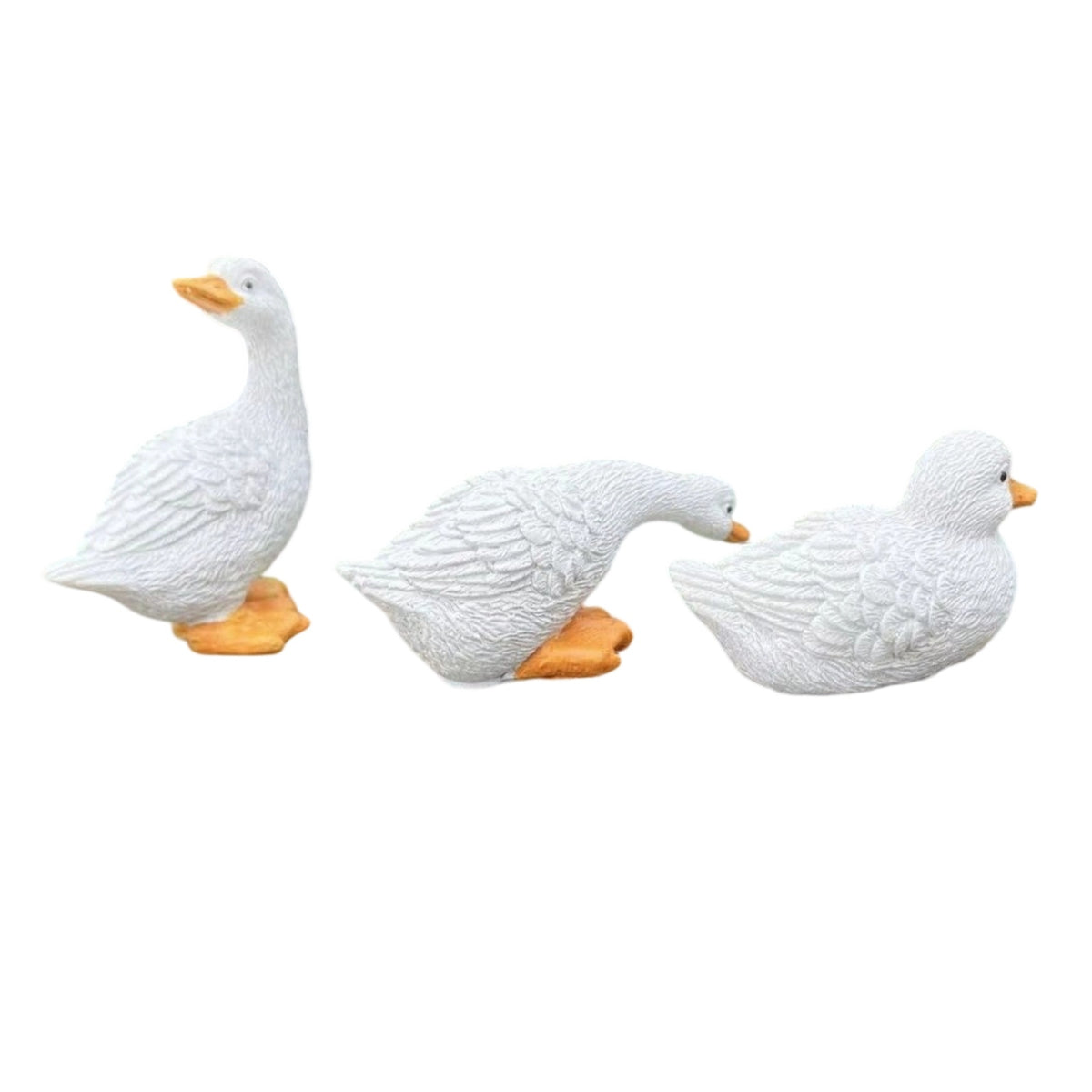 3 Pieces Resin Duck Statue Adorable Duck Garden Ornament Hand-Painted for Courtyard, Pond