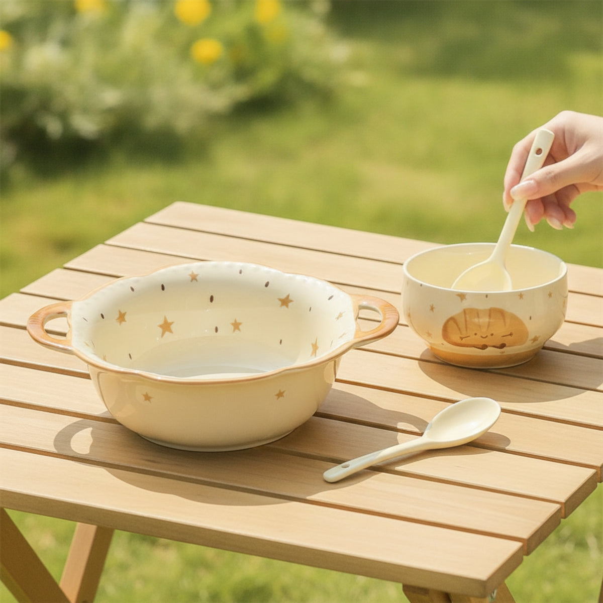 Ceramic Bowl Glazed Ceramic Dish Cute Bowls for Students, Home Dining, Dorm Rooms