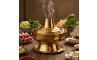 Briquette-Heated Hot Pot Tabletop Hot Pot with Chimney Vintage Cookware for Families