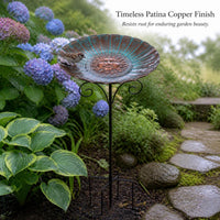 Outdoor Metal Bird Bath & Feeder for Garden, Patio, Lawn Decor